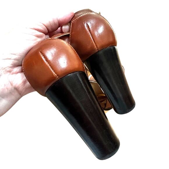 Talbots US 9B shoes brown leather high heel strappy sandals classic casual chic - Picture 6 of 13